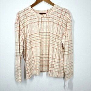 Sanctuary Women's Size XL Tan Houndstooth Plaid Longsleeve Casual Cozy Shirt NWT